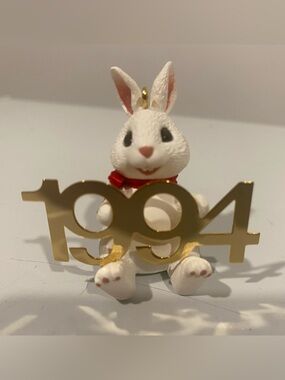 Hallmark Keepsake Ornament 1994 Bunny Rabbit Brass Date Fabulous Decade Series 5